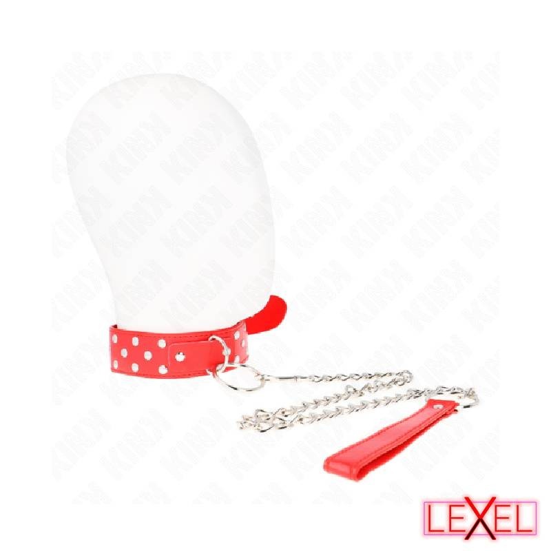 Collier rouge à rivets avec laisse Kink