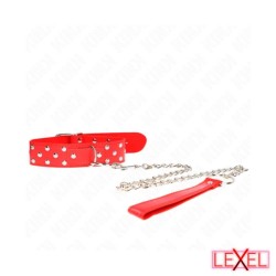 Collier rouge à rivets avec laisse Kink