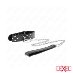 Collier noir à rivets avec laisse Kink