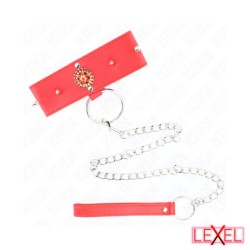 Collier rouge avec diamant et laisse Kink