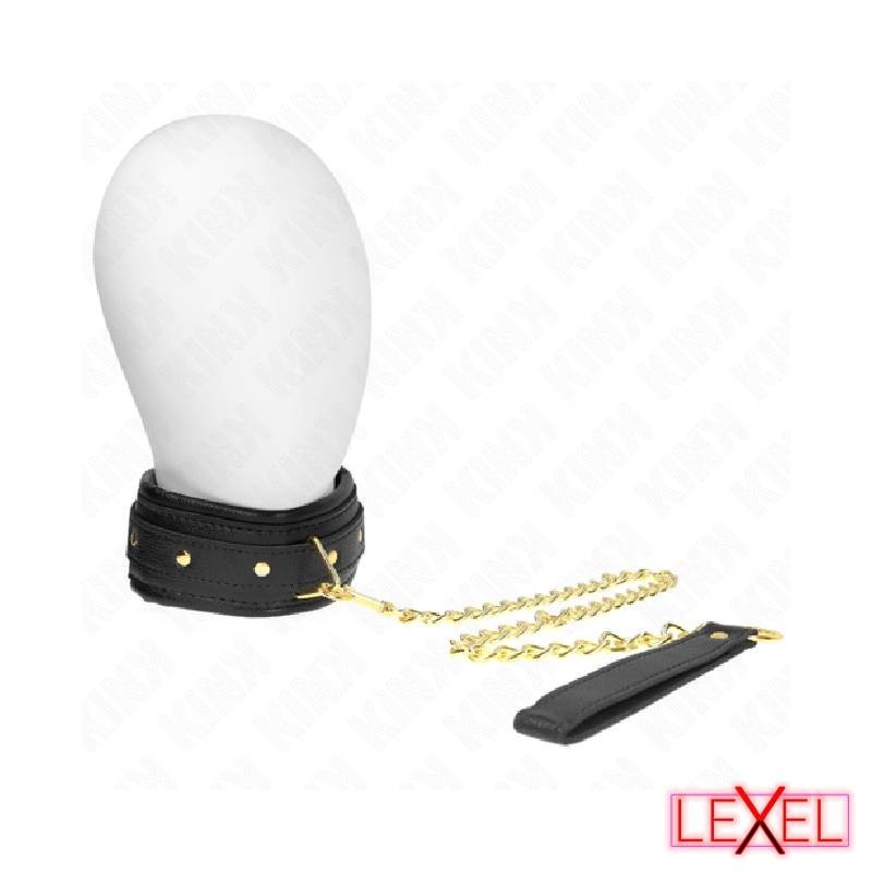 Collier cuir éponge avec laisse Kink