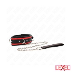 Collier noir rouge avec laisse Kink