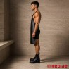 Tablier BDSM en cuir véritable noir MEO