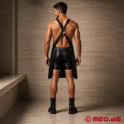 Tablier BDSM en cuir véritable noir MEO