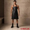 Tablier BDSM en cuir véritable noir MEO