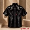 MEO® NoirSkin™ Chemise à manches courtes - Chemise uniforme en vinyle effet Wet-Look