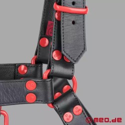 Harnais en cuir - Fetish Gear - Noir Rouge