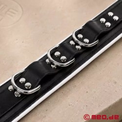 Collier de bondage en cuir noir / blanc