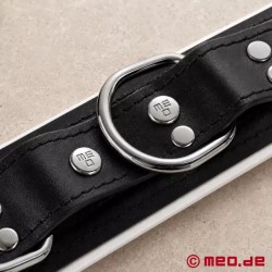 Collier de bondage en cuir noir / blanc