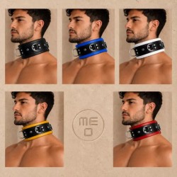 Collier de bondage en cuir noir / blanc