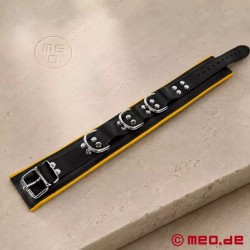 Collier de bondage en cuir noir / jaune