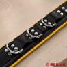 Collier de bondage en cuir noir / jaune