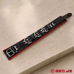 Collier de bondage en cuir noir / rouge