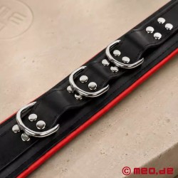 Collier de bondage en cuir noir / rouge