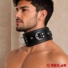 Collier de bondage en cuir noir